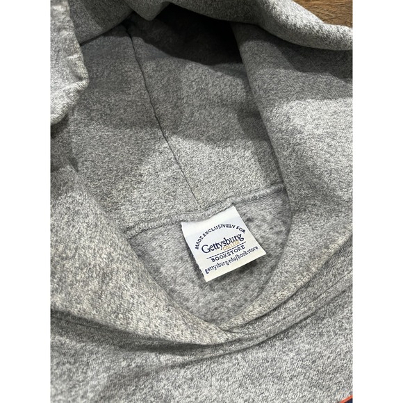 Vintage 90s Gettysburg College Big Spellout Hoodie Made In USA Grey Medium - Picture 4 of 11